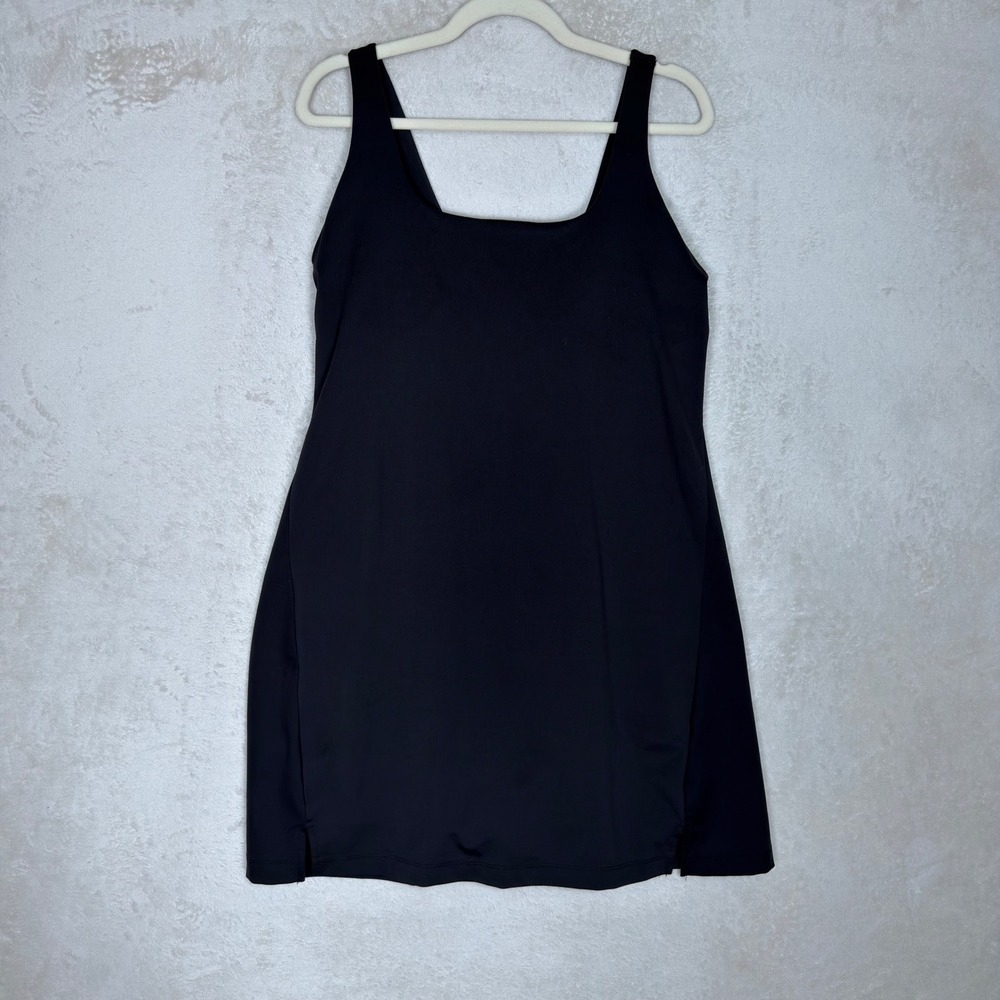 Old Navy Active PowerSoft Built In Bra Exercise Dress Black Large Pocket Tank